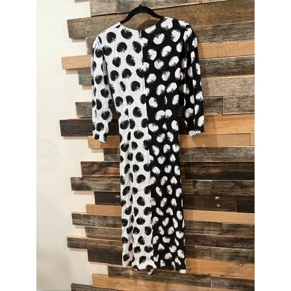 BOSS Danotta Reverse Print Dress in black and white size 6 - Picture 3 of 10